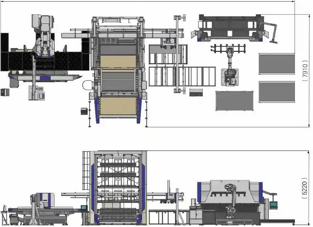 圖3 數(shù)控沖床自動(dòng)分揀·折彎?rùn)C(jī)器人生產(chǎn)線(xiàn)空間示意圖